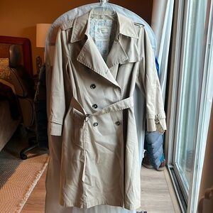 London Fog Double Breasted Trench Coat in Beige Tan size 8 petite